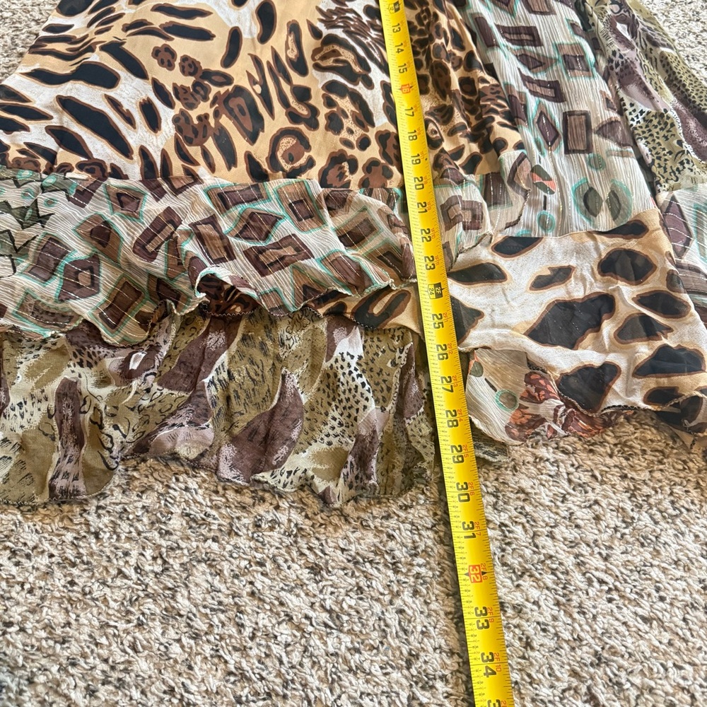 Vintage Sandy Starkman 80s-90s Geometric Mixed Animal Print Asymmetrical Skirt S - Picture 4 of 9